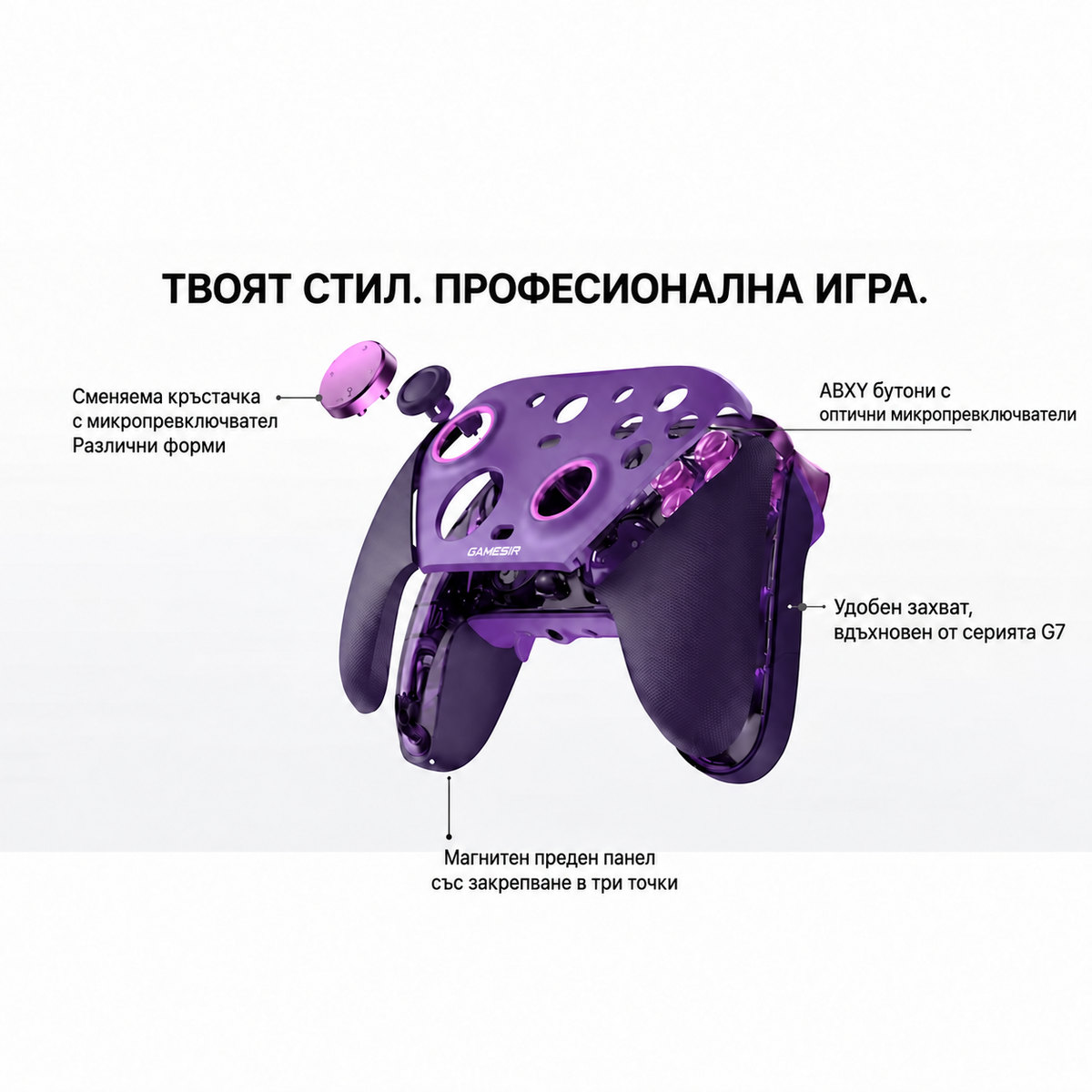 GameSir G7 Pro Plum Purple – детайлен изглед