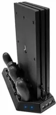 Вертикална стойка за PS4 PRO с охлаждане, зарядно за контролери и 3 портов USB хъб