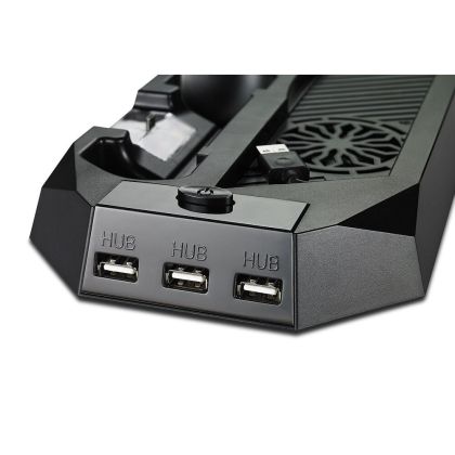Вертикална стойка за PS4 / PS4 Slim с охлаждане, зарядно за контролери и 3 портов USB хъб