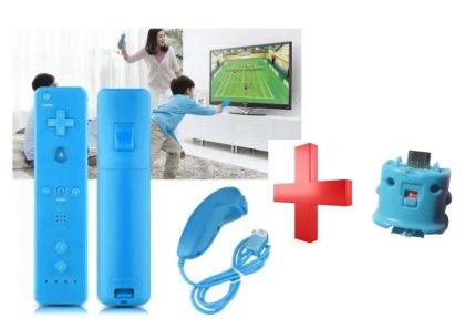 Комплект съвместими Wii U Remote + Wii U Nunchuck + Wii Motion Plus Blue / Син /