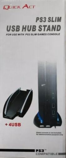 Вертикална стойка за PS3 с подсветка и 4 портов USB хъб